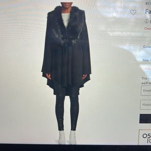 BCBGMAXAZRIA Faux Fur Collar Poncho